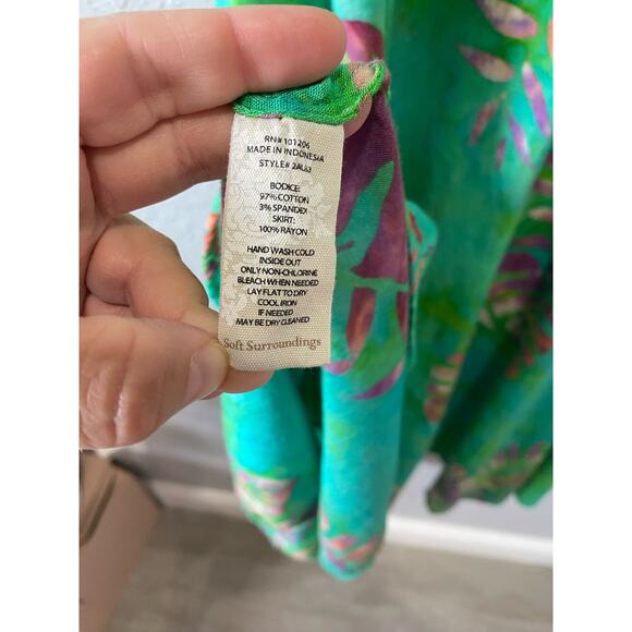Soft Surroundings Women Small Sleeveless Green Floral Maxi Dress - Picture 6 of 8
